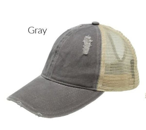 Gray Ponytail Cap Hat