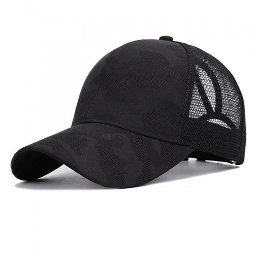 Black Camo Ponytail Cap Hat