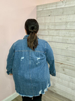 "Feeling The Love" Denim Jacket w/Fray Hem *FINAL SALE*
