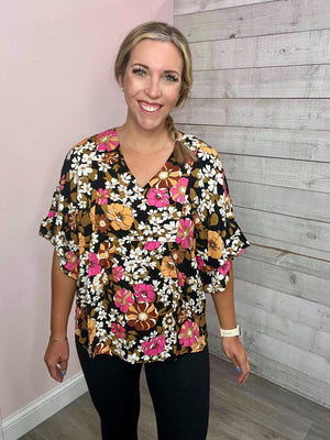 "Mostly Magic" Black Floral Babydoll Top *FINAL SALE*