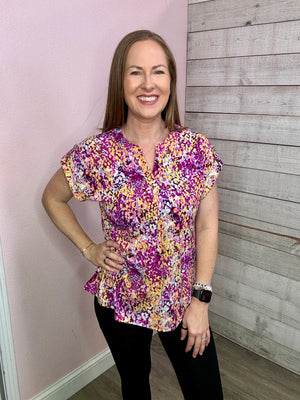 "Brunch With Bestie" Magenta Lizzy Short Sleeve Top