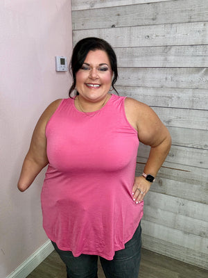 "Pushing Forward" Solid Tank Top- Pink