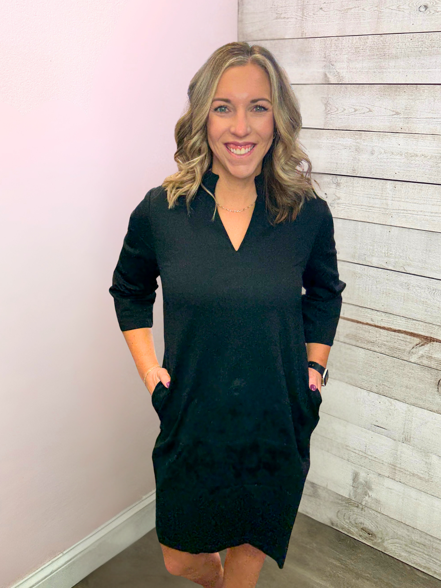 "Weekend Hang" Solid Black Dress