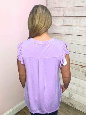"Lover" Solid Lizzy Flutter Sleeve- Lilac