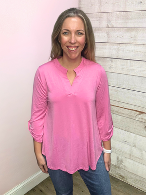 "Happiness" Solid Lizzy Top- Pink