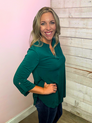 "Autumn Stroll" Solid Jewel Green Lizzy Top