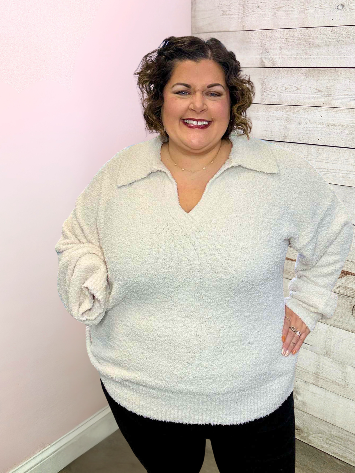 "Way Back When" Ivory Fuzzy Sweater