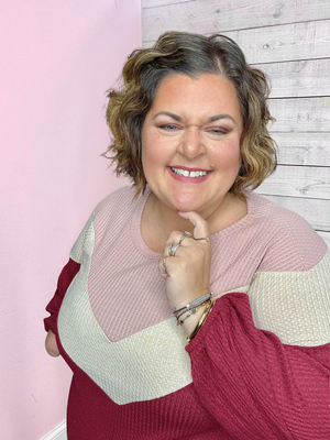 "Color Me Happy" Chevron Waffle Top- Pink