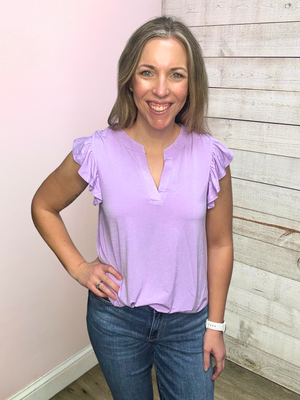 "Lover" Solid Lizzy Flutter Sleeve- Lilac