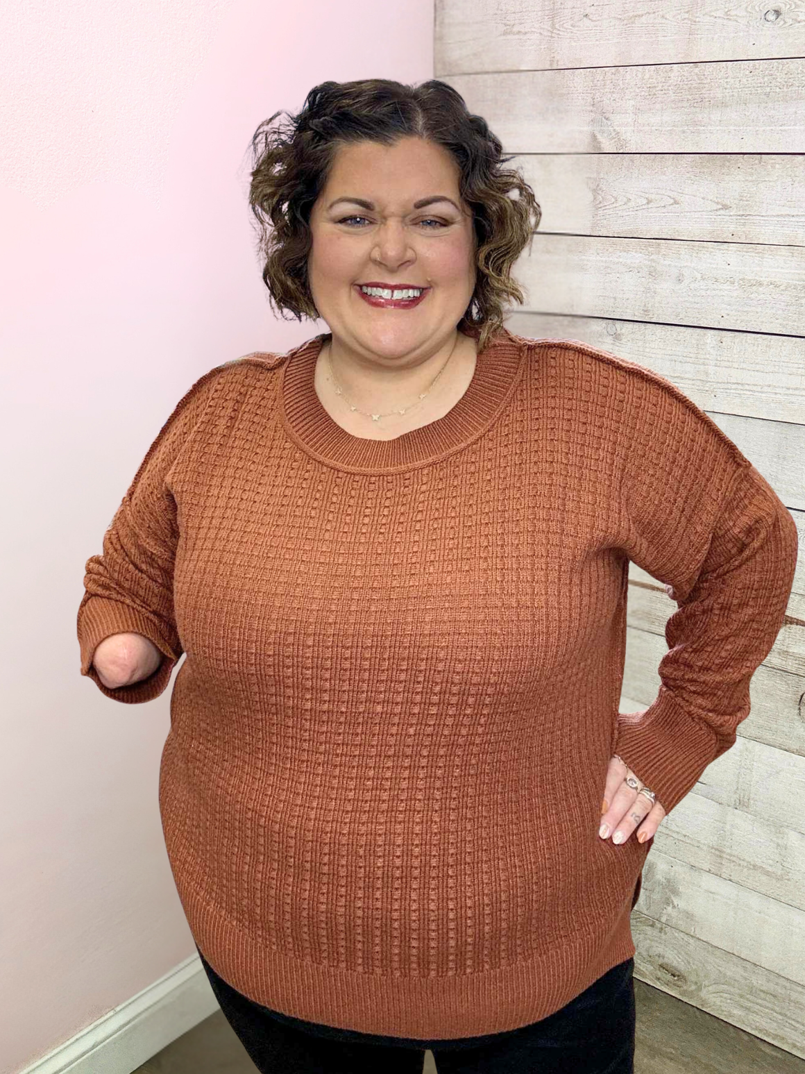 "Lovely Little Thing" Rust Textured Sweater