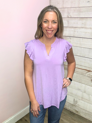"Lover" Solid Lizzy Flutter Sleeve- Lilac