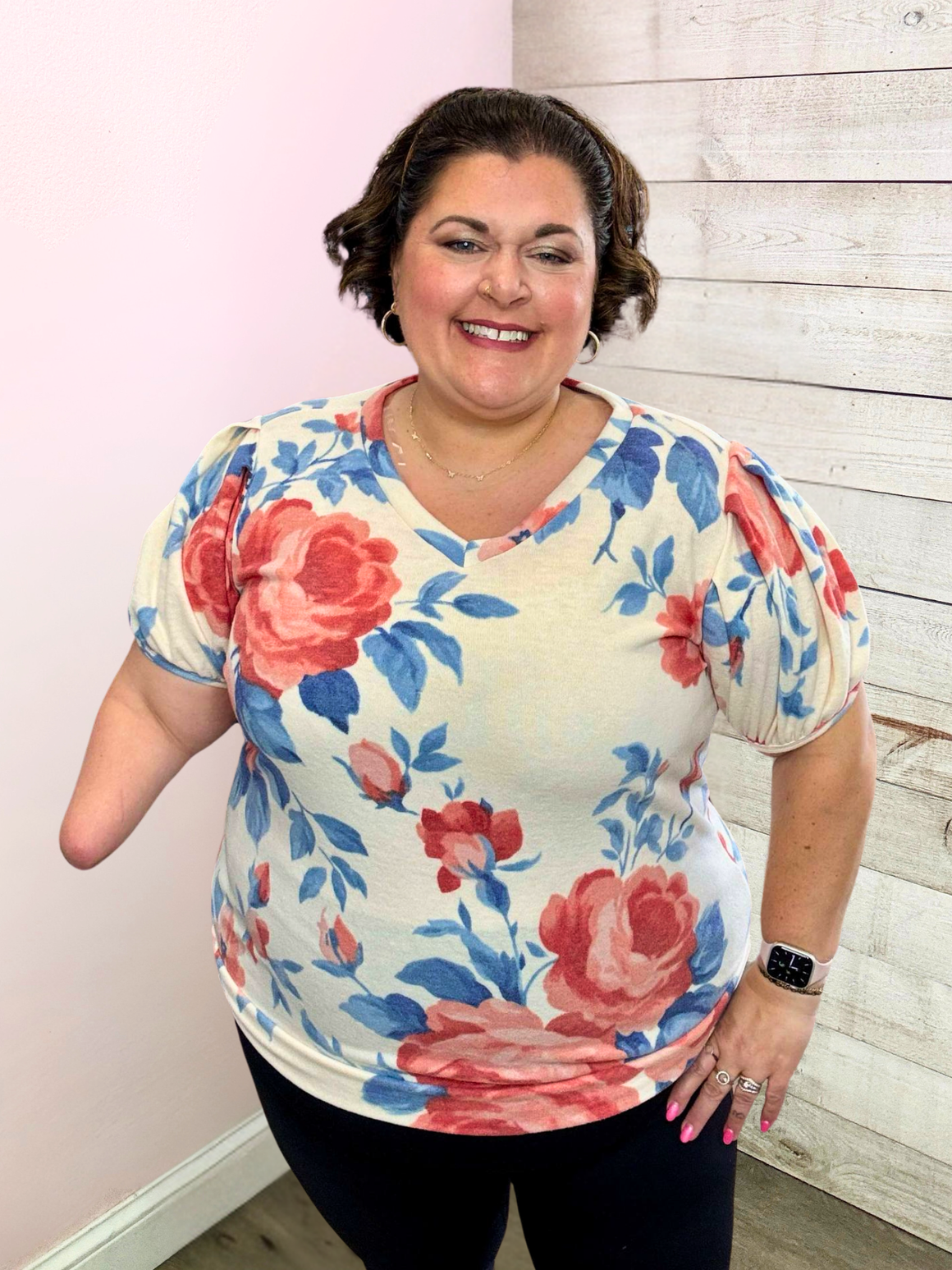 "Patio Vibes" Soft Floral Top- Ivory