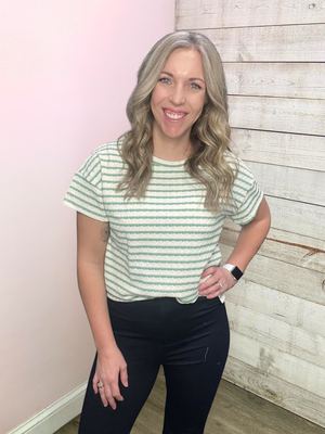 "Classy Touch" Mint/Ivory Striped Top