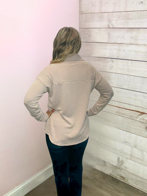 "Chill Factor"  Soild Cream Button Down Top