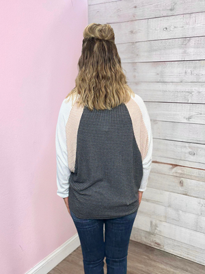 "Why Wait" Colorblock Waffle Knit Top