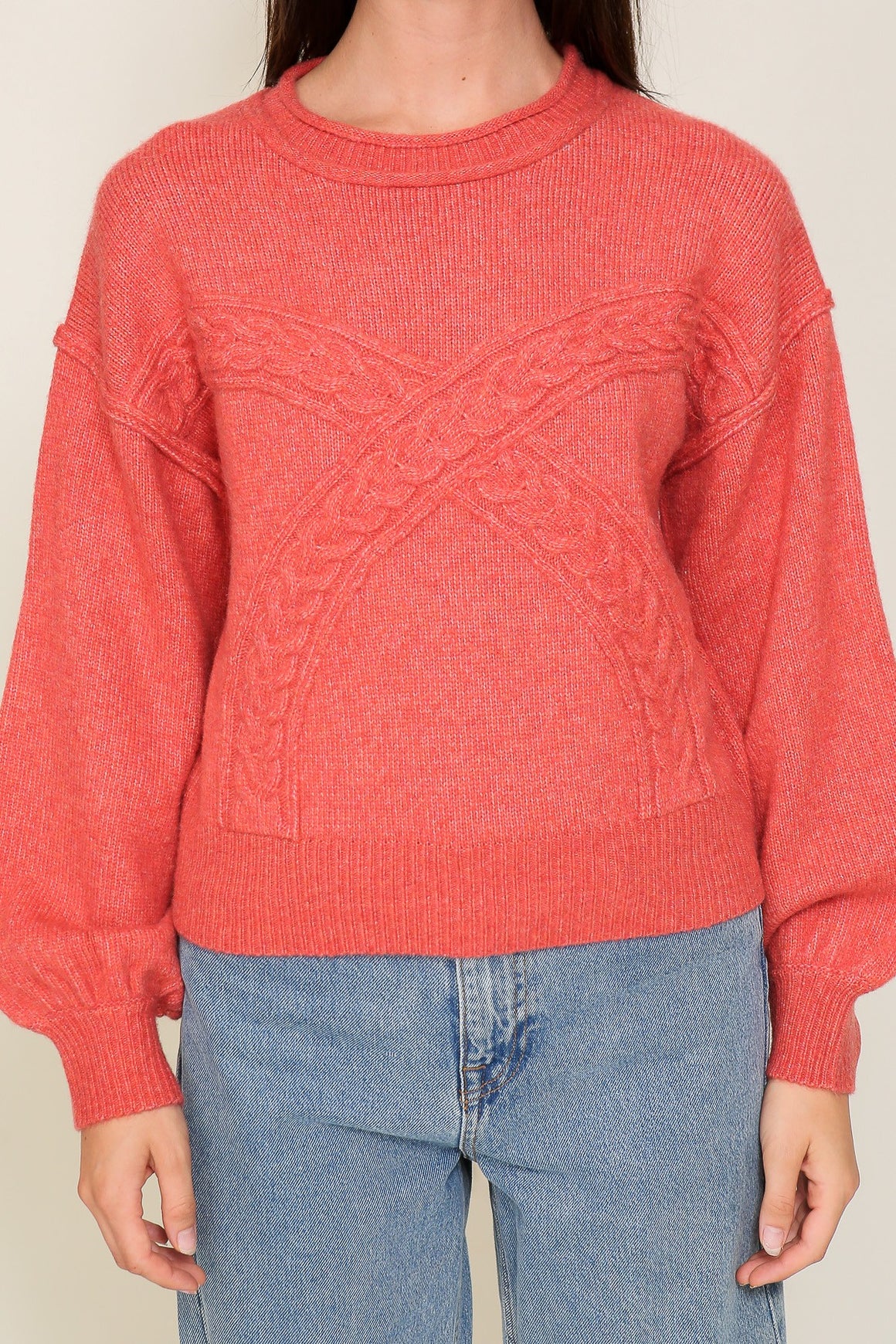 "Daily Comfort" Orange Cable Knit Sweater