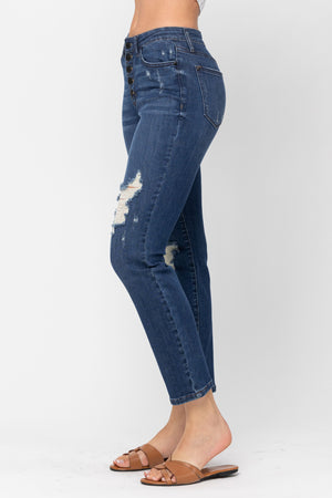 Judy Blue Button Fly Boyfriend Jean- 88526