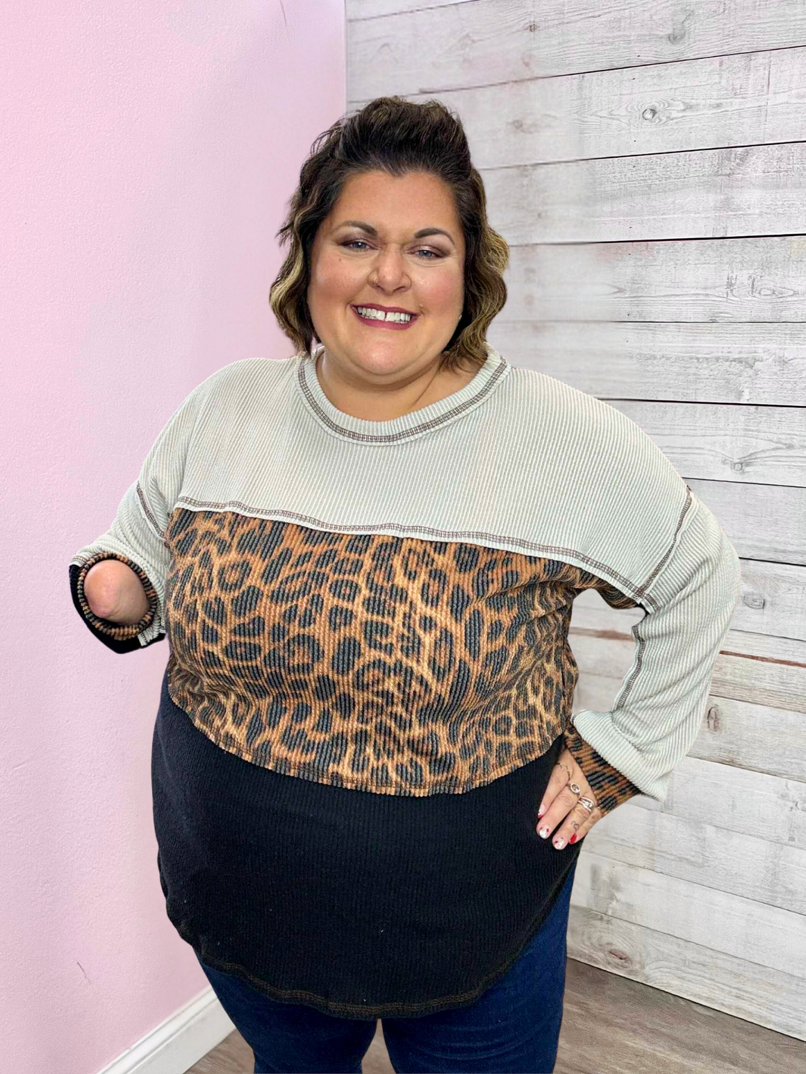 "Leopard Love" Animal Print Colorblock Top