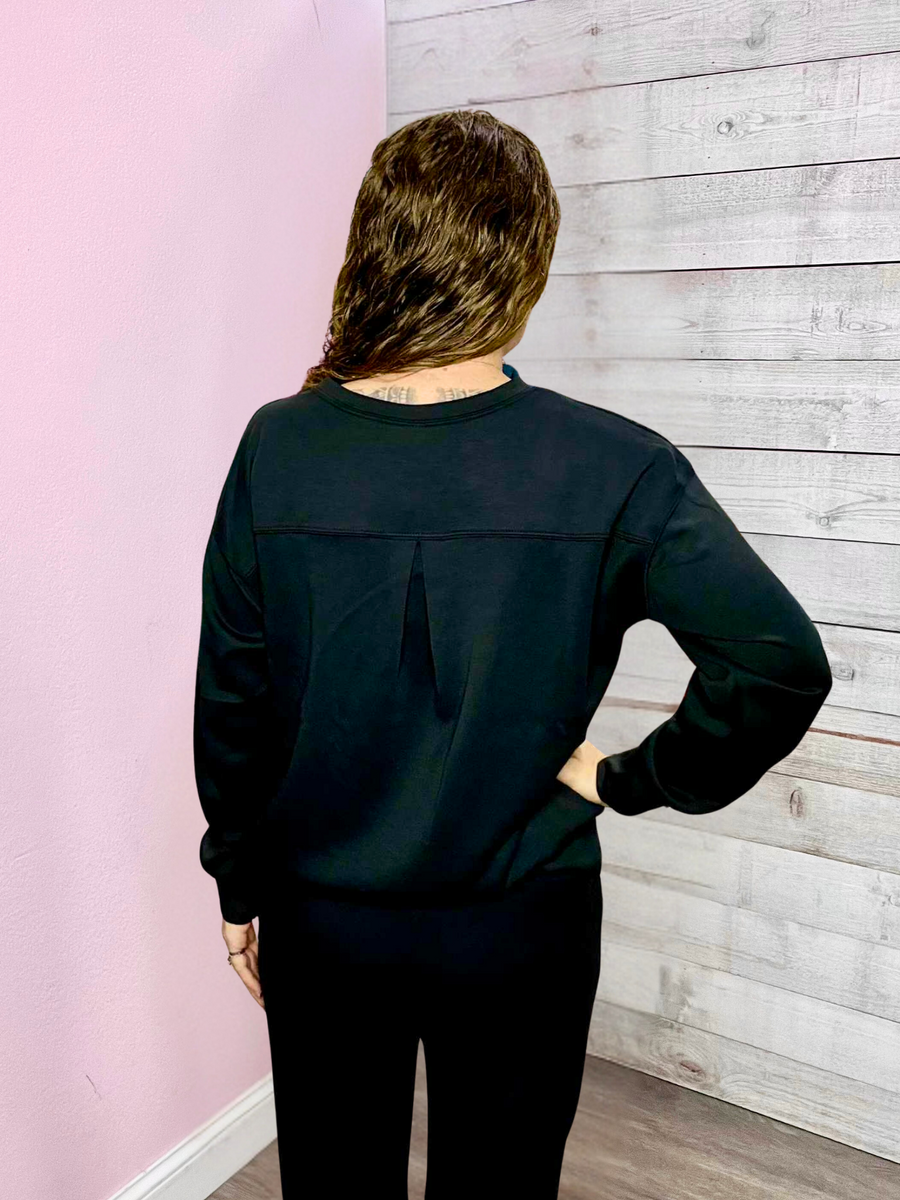 "Closer To Love" Solid Sweatshirt- Black