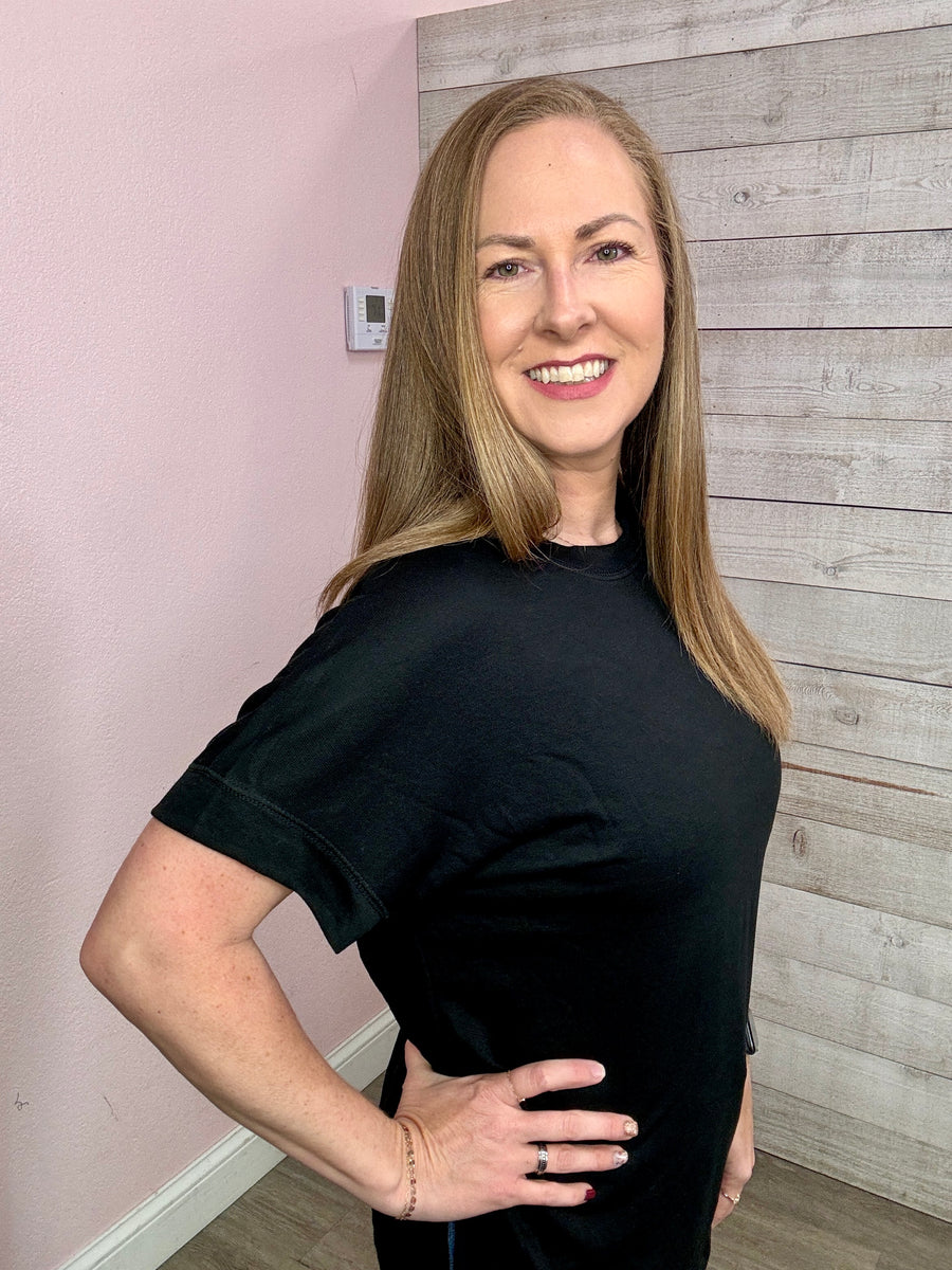 "Cute and Comfy" Short Sleeve Top- Black