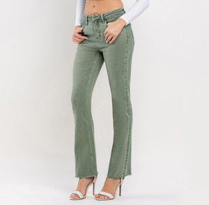 Lovervet Mid-Rise Bootcut Olive Jeans- LV1254