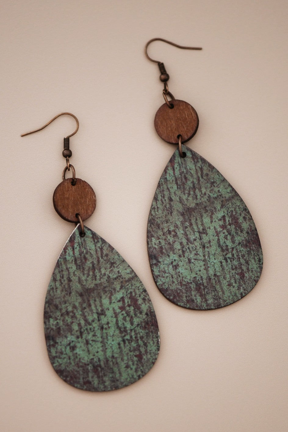 Boho Wooden Teardrop Earrings