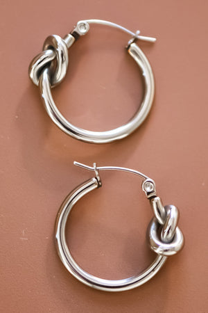 "Sheena" Silver Hoop Knot Earrings