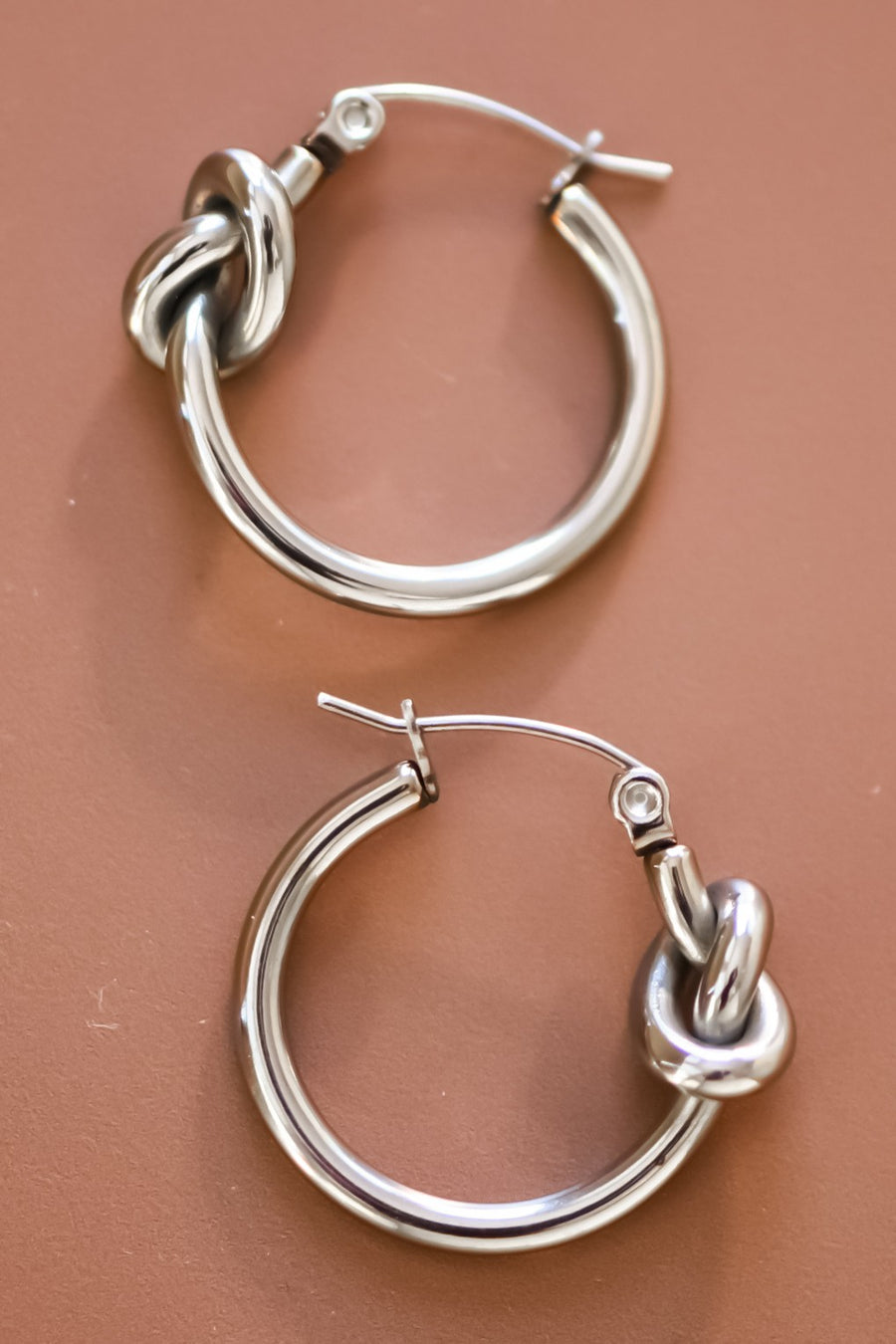 "Sheena" Silver Hoop Knot Earrings