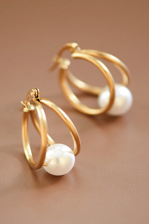 "Claire" Hoop Earrings with Pearl