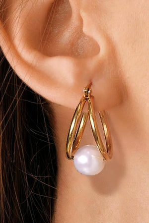 "Claire" Hoop Earrings with Pearl