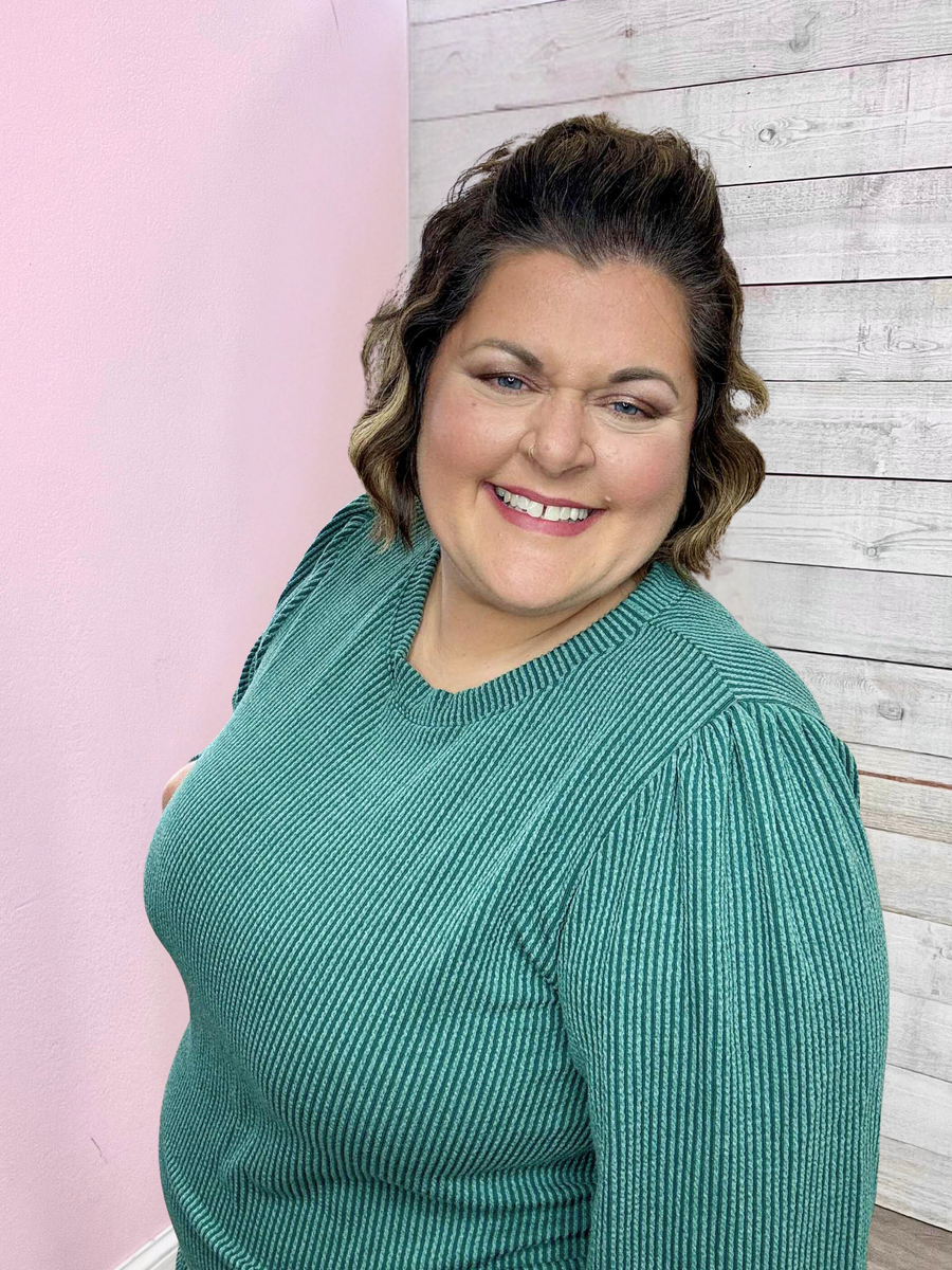 "Charming Encounter" Ribbed Green Top