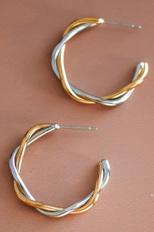 "Missy" Two-Tone Hoop Earrings