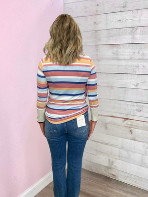 "Start The Day" Multi Stripe Top