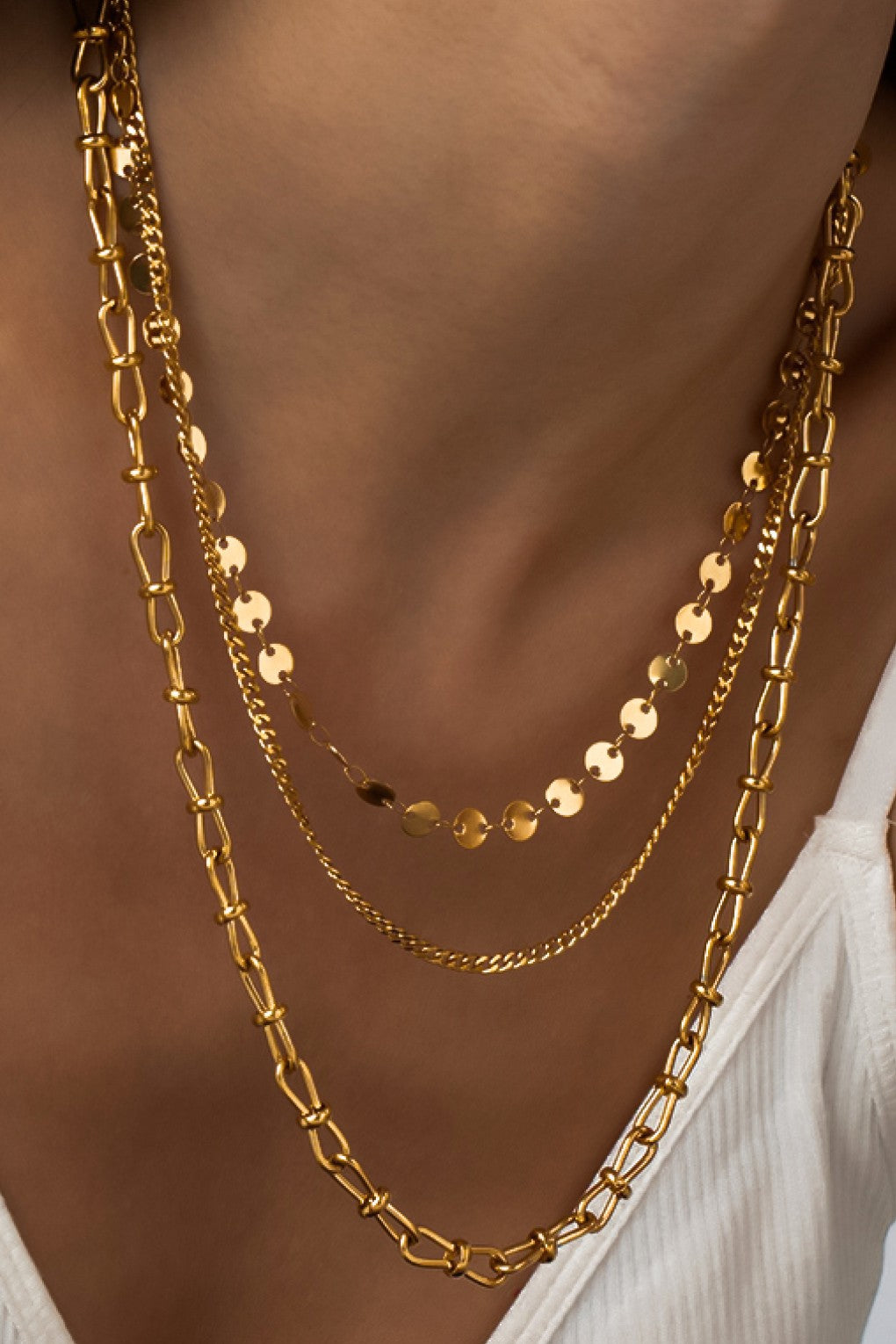 Gold Triple Layered Necklace