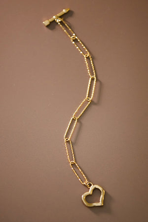 "Hilary" Gold Heart Chain Bracelet