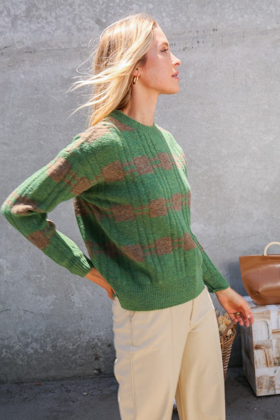 "Simply Charming" Checkered Knit Sweater