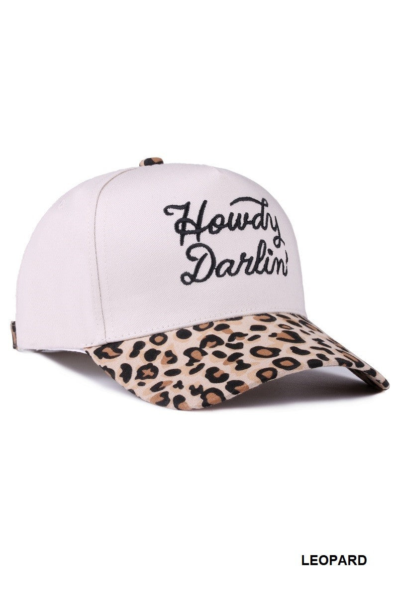 Howdy Darlin Two-Tone Canvas Leopard Hat