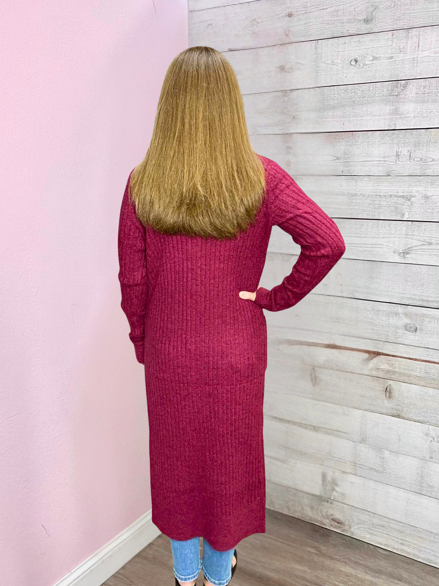 "In Her Moment" Duster Cardigan- Wine