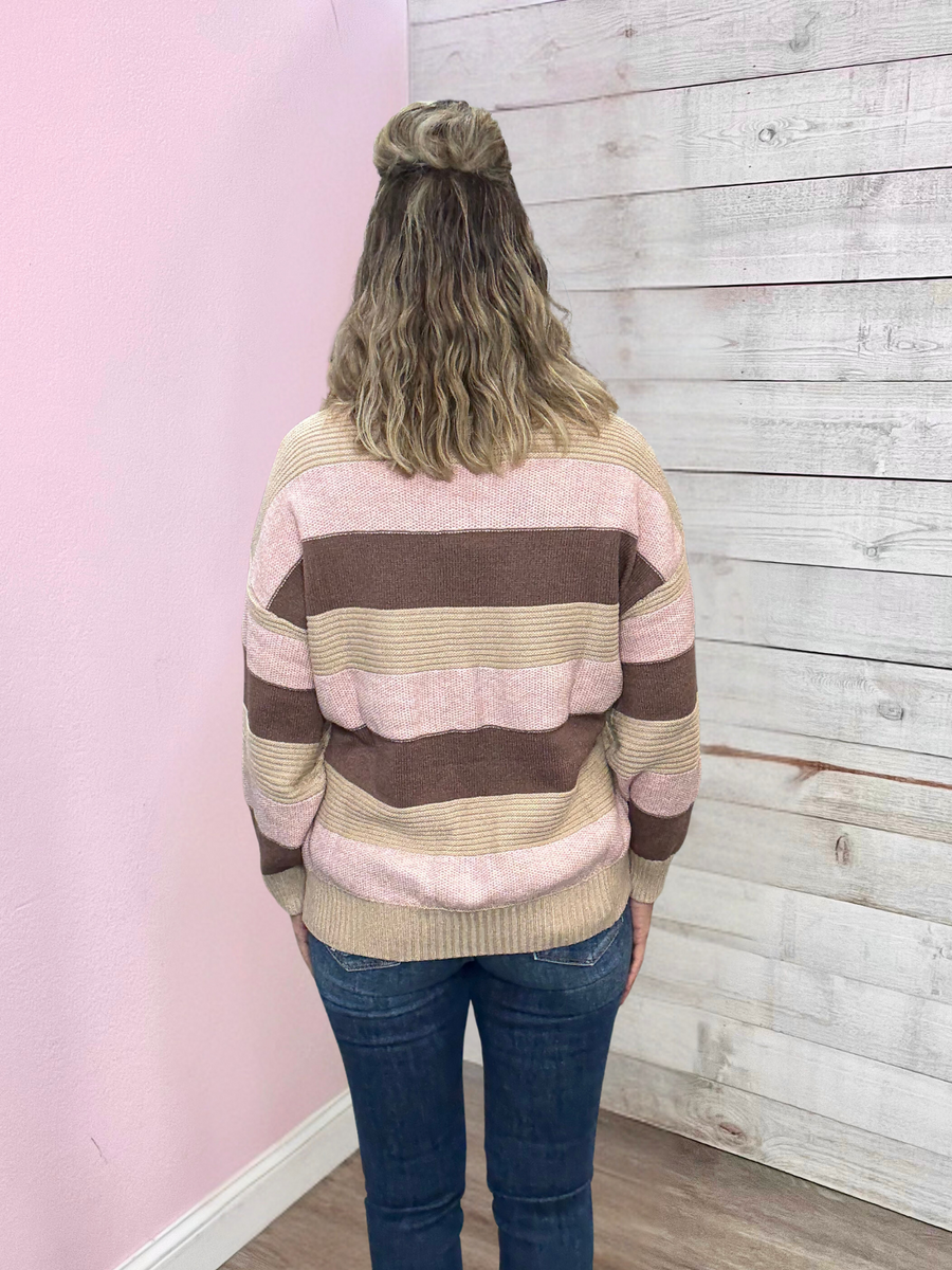 "Loving Touch" Brown Stripe Sweater