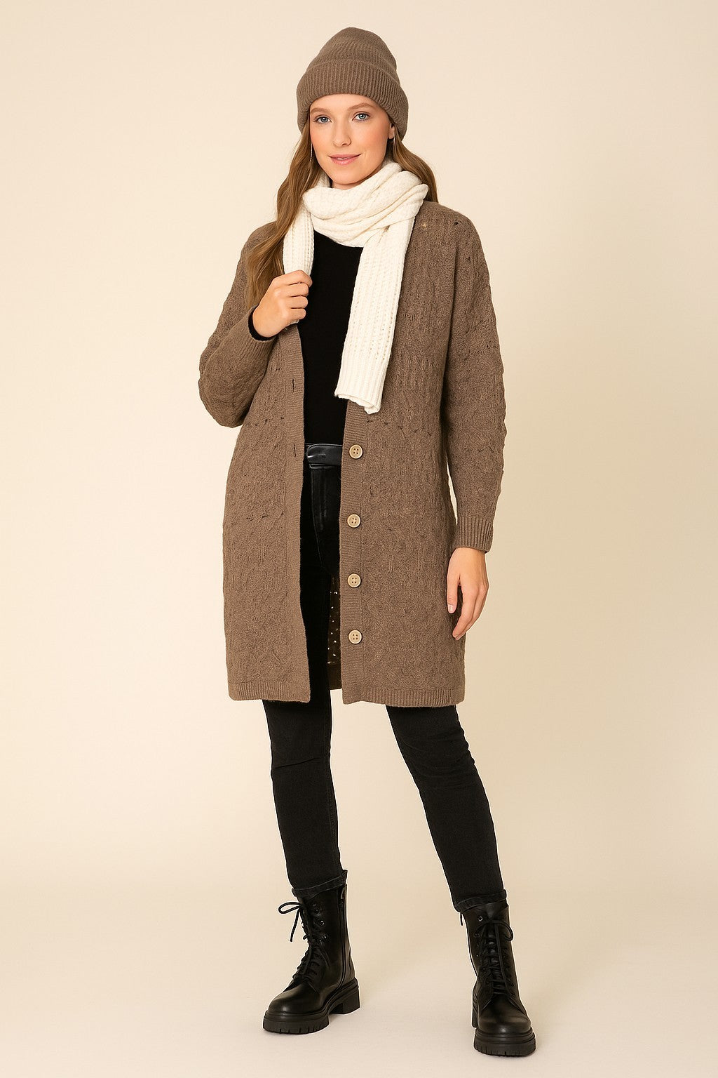 "Cider Sippin" Sweater Cardigan- Brown