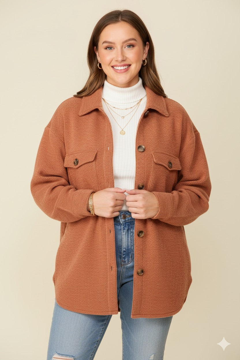 "Morning Hike" Shacket- Rust