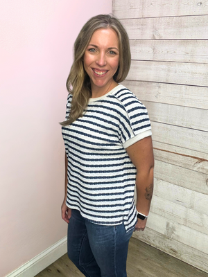 "Backyard Barbeque" Textured Striped Top