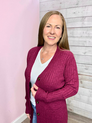 "In Her Moment" Duster Cardigan- Wine