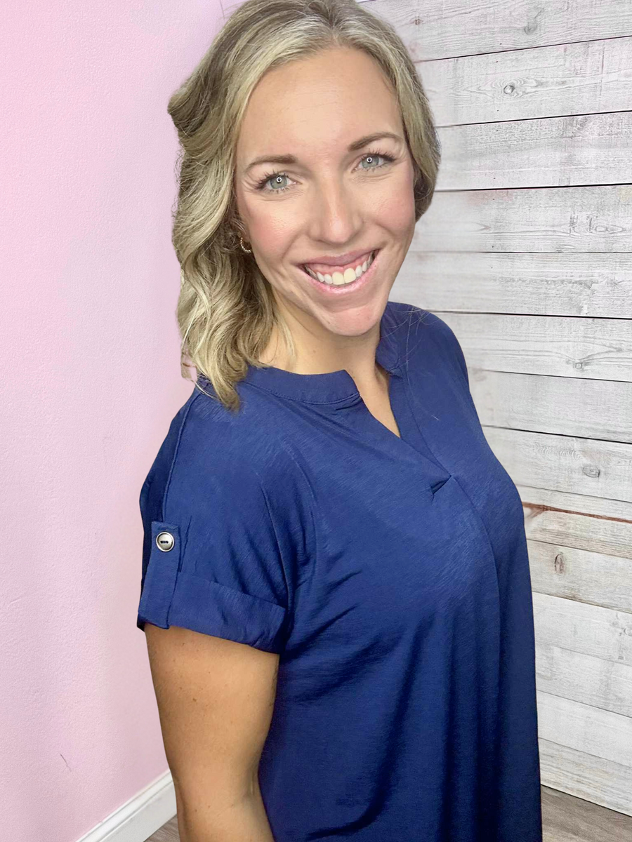 "Chic Statement" Short Sleeve Lizzy- Navy