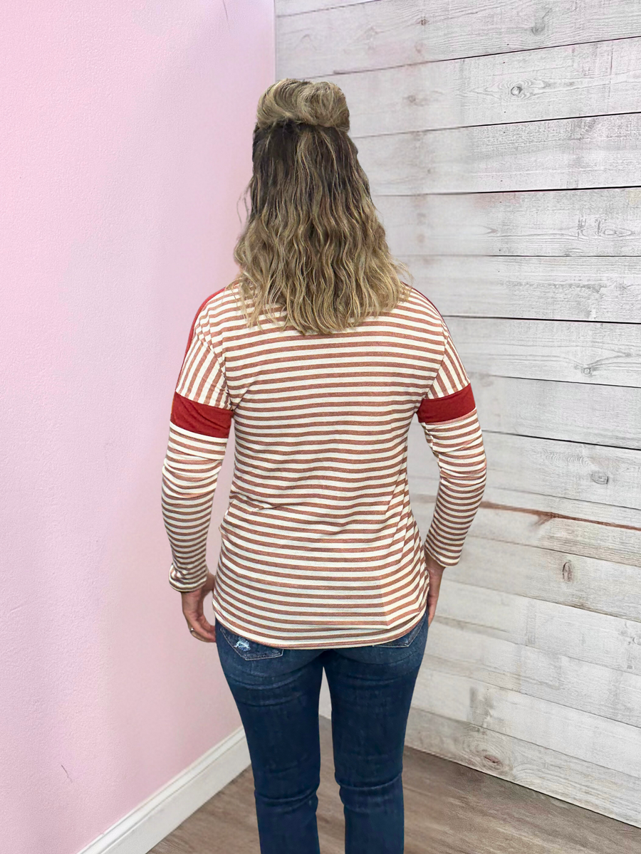 "Step It Up" Rust Striped Top