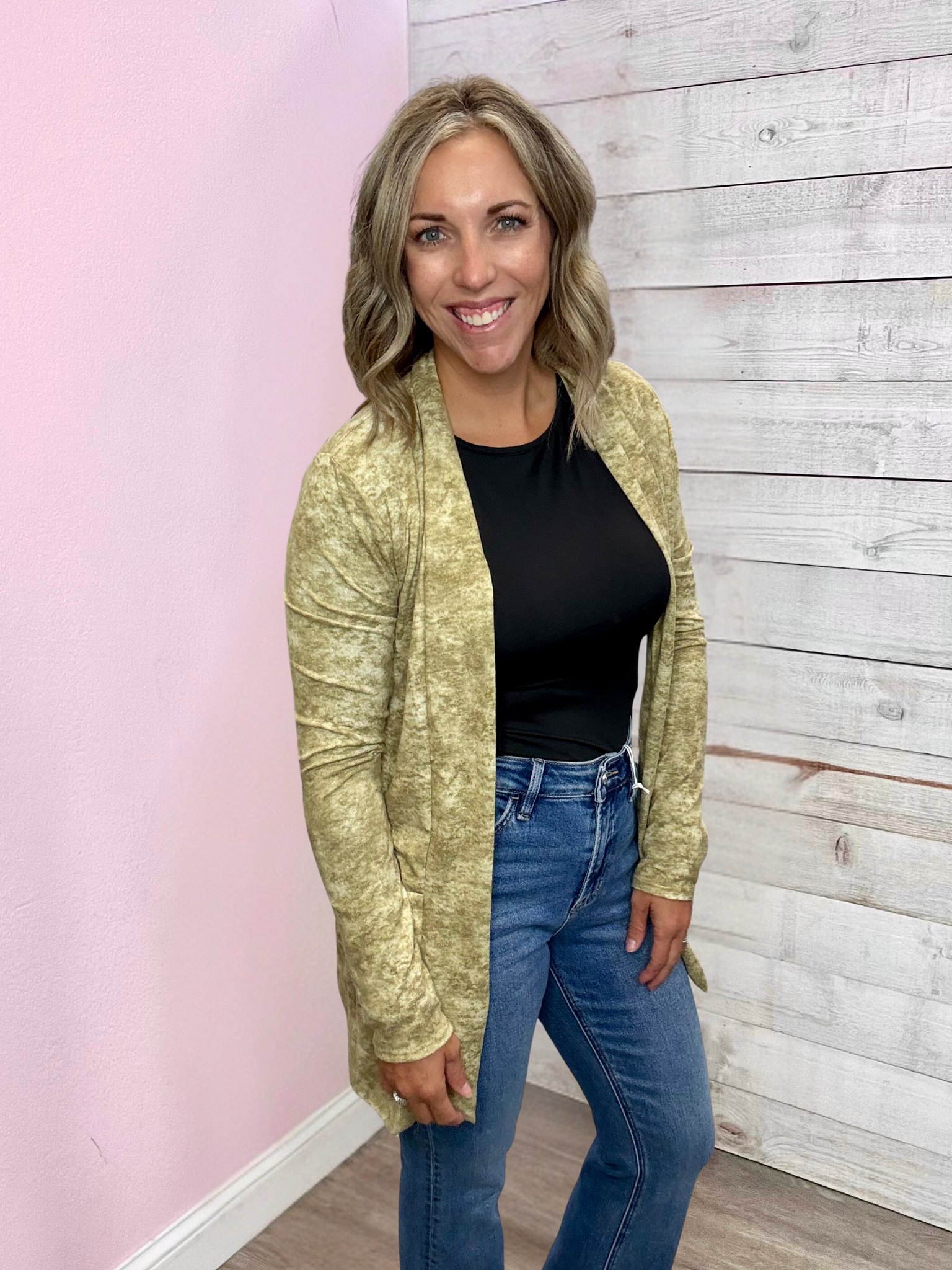 "Hello Harvest" Olive Cardigan