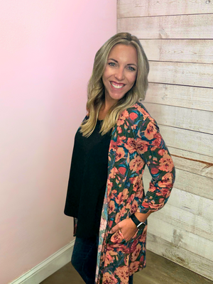 "Canyon Bloom" Olive Floral Lizzy Cardigan