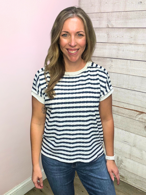 "Backyard Barbeque" Textured Striped Top