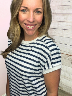 "Backyard Barbeque" Textured Striped Top