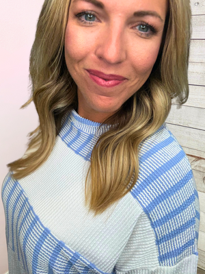 "True Blue" Blue/White Striped Top